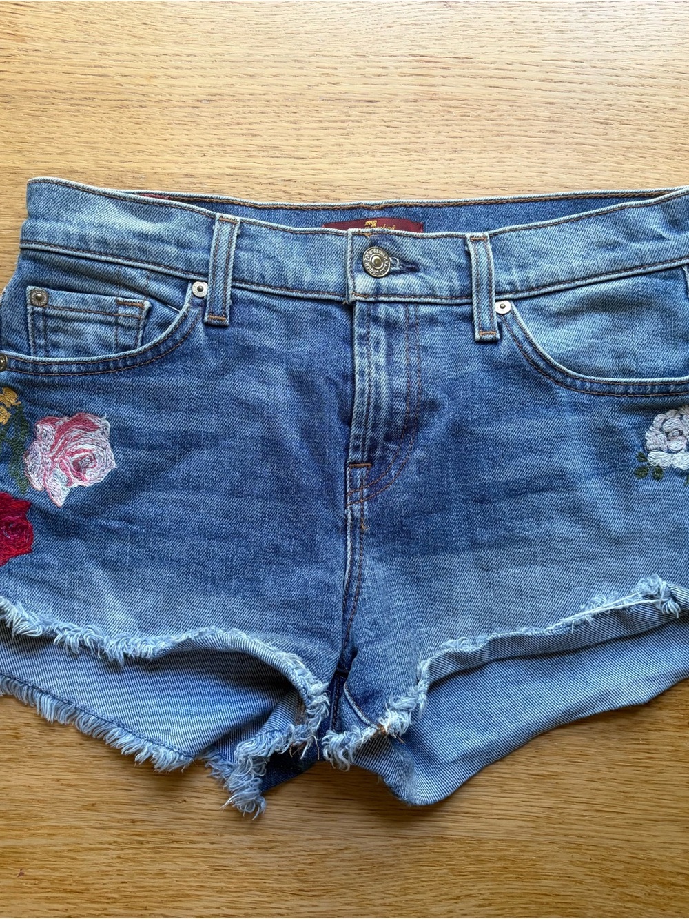 Embroidered Denim Shorts